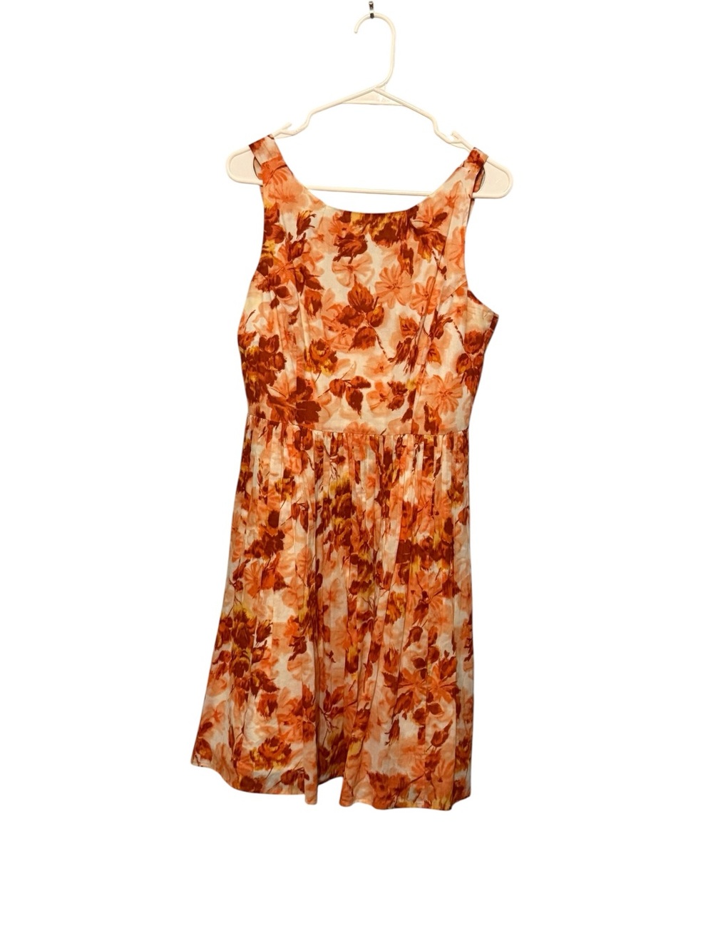 Jessica Howard Floral Dress 10P Petite Orange Fall Wedding Guest Fit Flared